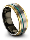Tungsten Grey Wedding Rings for Guy Tungsten Couples Ring Sets Woman 8mm Teal - Charming Jewelers