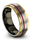 Wedding Rings for Mens Unique Tungsten Band Grey for Woman Grey Engagement Guy - Charming Jewelers