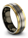 Him and Wife Anniversary Band Sets Grey Gunmetal Male Tungsten Wedding Bands - Charming Jewelers