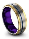Womans Grey and Blue Tungsten Promise Ring Men&#39;s Tungsten Grey Ring Grey Offset - Charming Jewelers