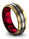 Male Grey and Black Wedding Ring Tungsten Wedding Band for Lady Grey Rings - Charming Jewelers