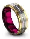 Solid Wedding Bands for Womans Lady Wedding Band Tungsten Grey Simple Rings - Charming Jewelers