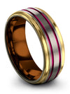 Simple Wedding Band Sets Boyfriend and Wife Man 8mm Tungsten Rings Lady - Charming Jewelers