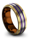 Ladies 8mm Purple Line Grey Tungsten Rings for Woman Wedding Band Personalized - Charming Jewelers