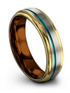 Men 6mm Teal Line Wedding Ring Her and Wife Tungsten Carbide Band I Love You - Charming Jewelers