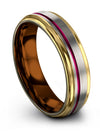Wedding Bands Step Flat Tungsten Ring for Guys Engraved Matching Bands Grey - Charming Jewelers