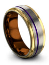 Grey and Purple Wedding Rings Fancy Tungsten Rings Simple Grey Promise Band - Charming Jewelers