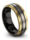 Wedding Band and Band Set for Male Men&#39;s Engraved Tungsten Ring 8mm Second - Charming Jewelers