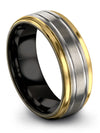 Grey and Grey Ladies Anniversary Band Her and Girlfriend Tungsten Rings Simple - Charming Jewelers