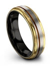 Guys Unique Wedding Band Tungsten Carbide Engagement Men&#39;s Ring Small Step Flat - Charming Jewelers