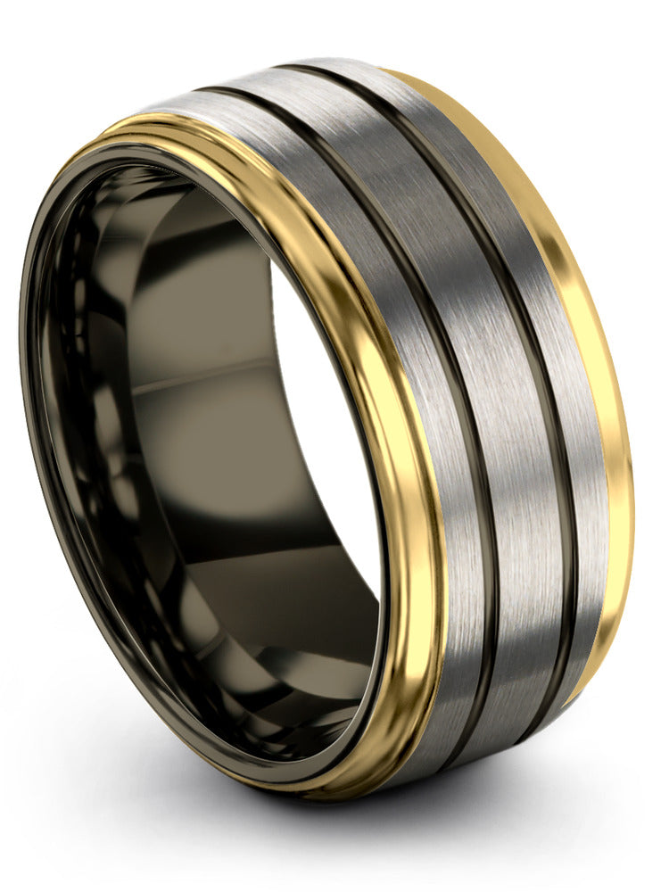 Grey Wedding Rings 10mm Tungsten Wedding Ring Solid Grey