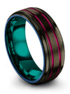 Male Tungsten Wedding Ring Gunmetal Tungsten Bands Fiance and Her Brushed Plain - Charming Jewelers