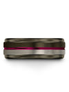 Matte Gunmetal and Fucshia Men&#39;s Wedding Rings 8mm Bands Tungsten Her - Charming Jewelers