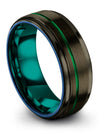 Gunmetal Wedding Set for Woman&#39;s Gunmetal Green Tungsten Rings for Men - Charming Jewelers