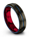 Gunmetal and Blue Wedding Rings Lady Gunmetal Blue Tungsten Bands Promise - Charming Jewelers