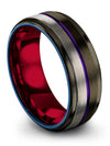 Tungsten Wedding Rings Gunmetal and Purple Tungsten Wedding Bands for Guy 8mm - Charming Jewelers