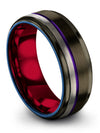 Couple Anniversary Ring Set Gunmetal 8mm Tungsten Bands for Womans Couple - Charming Jewelers