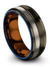 Engraved Gunmetal Wedding Bands for Male 8mm Male Tungsten Wedding Band Couple - Charming Jewelers