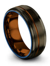 Lady Wedding Band Unique Gunmetal and Copper Tungsten 8mm Rings Cute Couple - Charming Jewelers