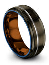 Gunmetal Grey Line Anniversary Ring Gunmetal Tungsten Carbide Ring for Guy - Charming Jewelers