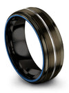 Guy Wedding Ring Gunmetal Grey Tungsten Bands for Man Grooved Gunmetal Womans - Charming Jewelers