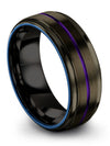 8mm Gunmetal Line Ring Tungsten Ring for Men Matte Islam Band Gunmetal - Charming Jewelers
