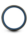 Wedding Bands Sets for His and Her Gunmetal and Blue 8mm Tungsten Ring Gunmetal - Charming Jewelers