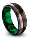 Guy Wedding Band Rings Tungsten Carbide Gunmetal Band for Lady Simple Gunmetal - Charming Jewelers