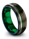 Woman Green Line Wedding Bands Tungsten Bands for Men&#39;s 8mm Couple Gunmetal - Charming Jewelers