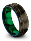 Simple Wedding Bands Set for Husband and His Tungsten Carbide Gunmetal Bands - Charming Jewelers