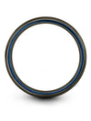 Groove Wedding Rings Tungsten Gunmetal and Blue Bands for Mens 8mm Fifty Fifth - Charming Jewelers