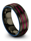 Weddings Rings His and Husband Tungsten Band 8mm Gunmetal Couples Jewelry - Charming Jewelers