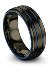 Gunmetal and Blue Men Wedding Rings Dainty Wedding Rings Midi Ring for Guy - Charming Jewelers