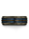 Gunmetal and Blue Promise Rings for Men&#39;s Tungsten Matching Band Small Gunmetal - Charming Jewelers