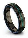 Gunmetal and Teal Anniversary Band Men&#39;s Guy Tungsten Wedding Bands Polished - Charming Jewelers