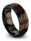 Gunmetal and Red Promise Rings for Men&#39;s Tungsten Matching