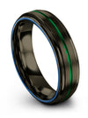 Matching Husband and Girlfriend Wedding Band Tungsten Gunmetal and Green Bands - Charming Jewelers