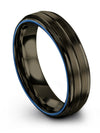 Mens Wedding Band Step Flat Brushed Gunmetal Engraved Tungsten Bands for Womans - Charming Jewelers