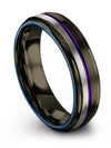 Gunmetal Purple Line Anniversary Ring Mens Tungsten Ring Gunmetal Purple Rings - Charming Jewelers