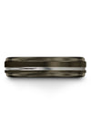Guy Gunmetal Wedding Rings Engraved Tungsten Carbide Wedding Bands Set 6mm Band - Charming Jewelers