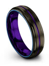 Wedding Band Gunmetal and Purple Tungsten Band Womans 6mm Groove Band Female - Charming Jewelers