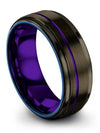 Unique Wedding Bands for Female Gunmetal 8mm Purple Line Tungsten Rings - Charming Jewelers