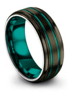Gunmetal Wedding Bands Band for Ladies Tungsten Rings Step Flat Band Set - Charming Jewelers