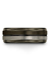 Fathers Day for Parents Male Wedding Rings 8mm Tungsten Gunmetal Step Flat - Charming Jewelers