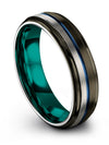 Guys Wedding Ring Unique Gunmetal and Blue Tungsten Rings Natural Gunmetal Blue - Charming Jewelers