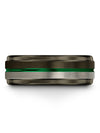 Gunmetal and Green Anniversary Band Men&#39;s Guy Tungsten Wedding Bands Polished - Charming Jewelers