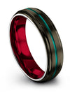 Gunmetal Teal Tungsten Promise Rings Tungsten Wedding Band Lady Marriage Band - Charming Jewelers