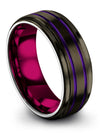 Guy Promise Band Gunmetal Groove Tungsten Couples Bands Sets Matching Couple - Charming Jewelers