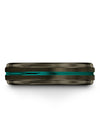 Anniversary Ring Husband and Husband Tungsten Bands for Male Gunmetal and Teal - Charming Jewelers