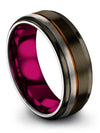 Matching His and Him Wedding Band Tungsten Carbide Gunmetal and Copper Band Guy - Charming Jewelers